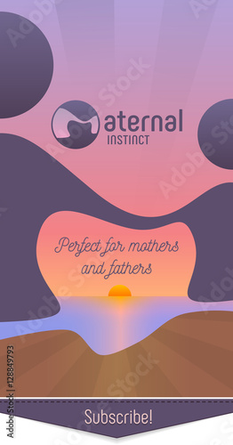 Banner for the social network page dedicated to the childhood and motherhood. Adult and child holding hands to form a heart shape and the letter M. Vector illustration.