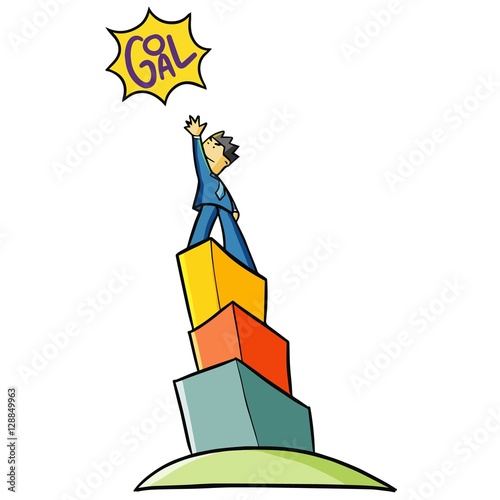Creative young businessman achieving target or goal - vector.