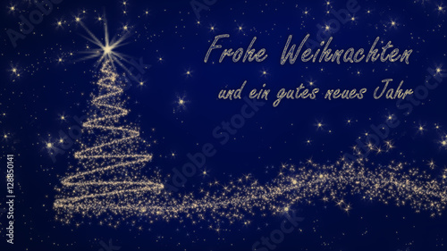 blau goldene Weihnachtskarte Frohe Weihnachten und ein gutes neues Jahr