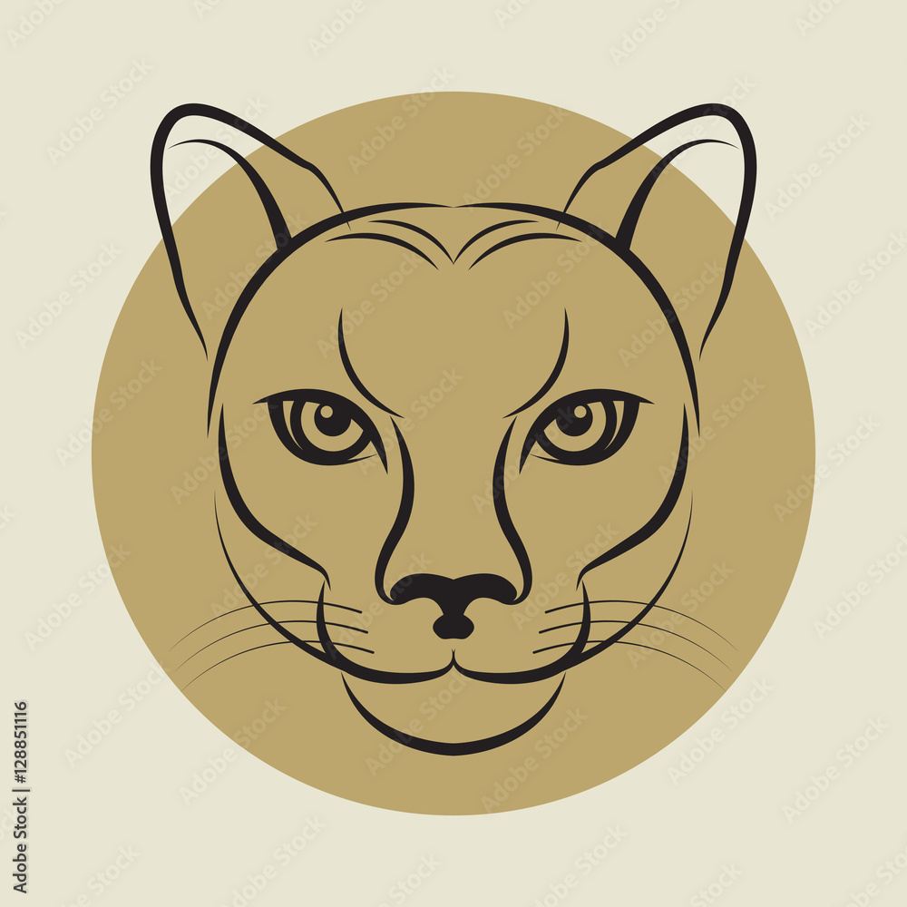 The Cougar, also known as the Puma face sign or symbol vector de Stock |  Adobe Stock