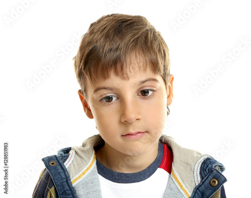 Portrait of little thoughtf...