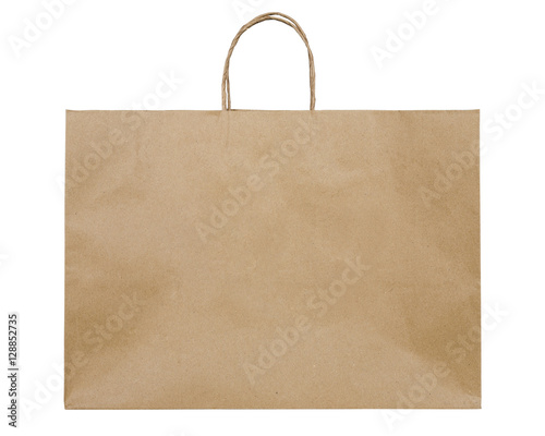 Brown shopping bag on white with clipping path