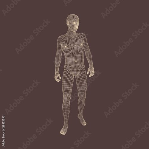 3D Model of Man. Geometric Design. Vector Illustration.