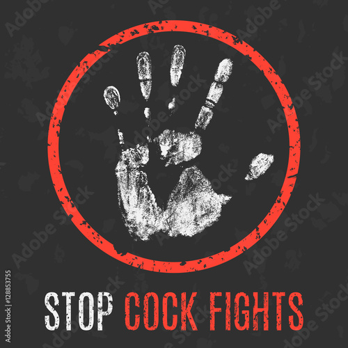Vector. Social problems of humanity. Stop cock fighs.
