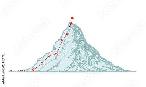 Mountain climbing route. Business vector illustration