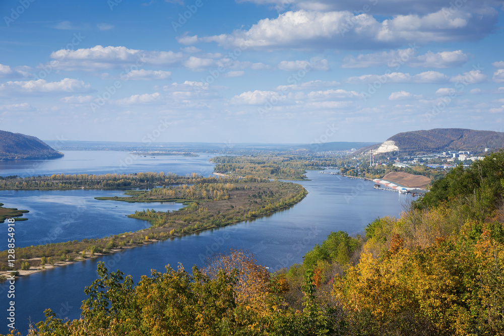 View of valley of the Volga river from the hill