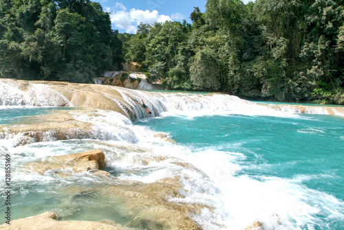 Aqua Azul waterfall on Chiapas, Mexico