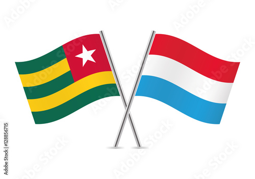 Togo and Luxembourg flags. Vector illustration.