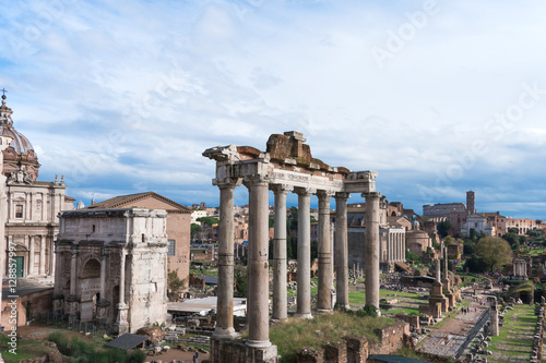 Ancient Forum in Rome, Italy. Copy space.