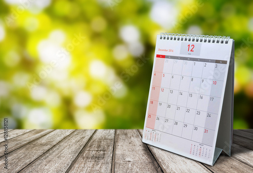 November Calendar 2016 on wood table with Beautiful Nature Bokeh.Blurred background