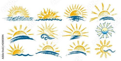 Logos dawn sun in the sea.
