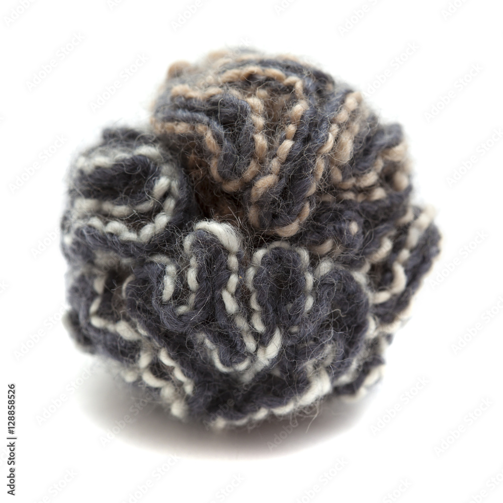 knitted pompom of variegated yarn knitted pompom of variegated yarn