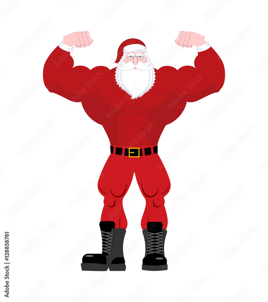 Santa Claus strong. Powerful old man with big muscles. Fitness C Santa Claus strong. Powerful old man with big muscles. Fitness C