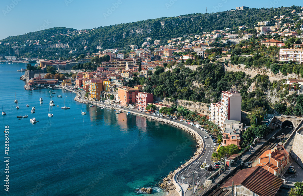 Panoramic view of Cote d'Azur near the town of Villefranche-sur-