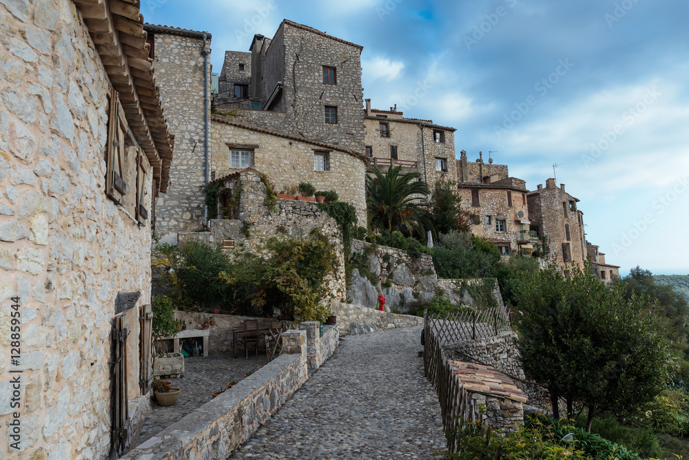 Street in the old town Tourrettes-sur-Loup  in France.