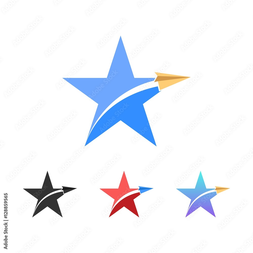 Star with Paper Plane Travel Company Logo Template Star with Paper Plane Travel Company Logo Template
