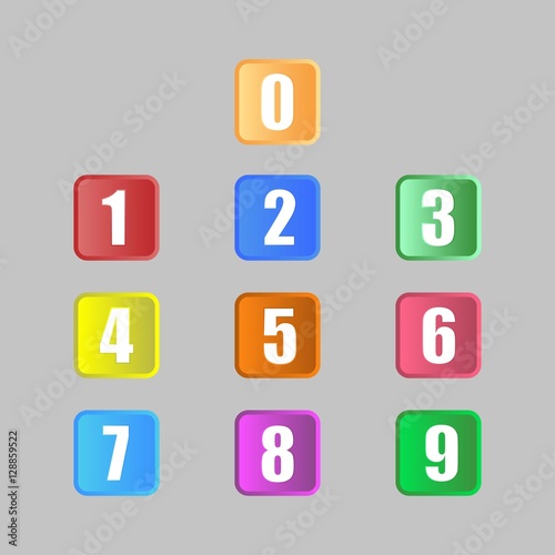 Free Download Set of Colorful Rounded Square Number Button - GFXLoad