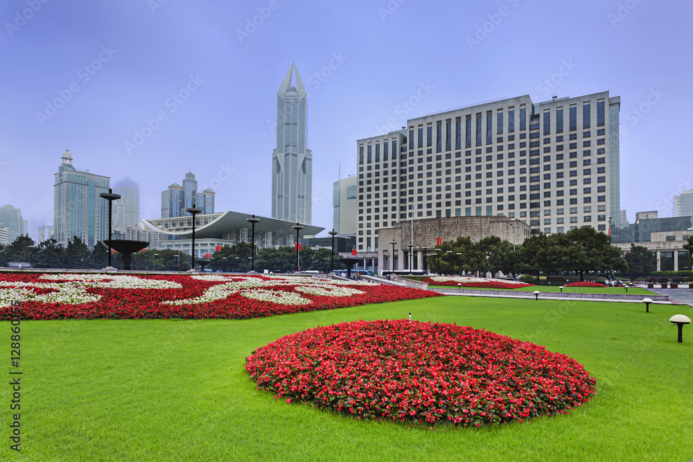 Fotografie CN Shan People Square Red Grass