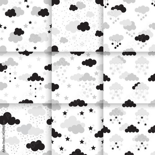 Set of Scandinavian trend seamless pattern. Minimalistic vector seamless pattern perfect for wallpaper, textil cotton print, bed linen, holiday package or wrapping paper.