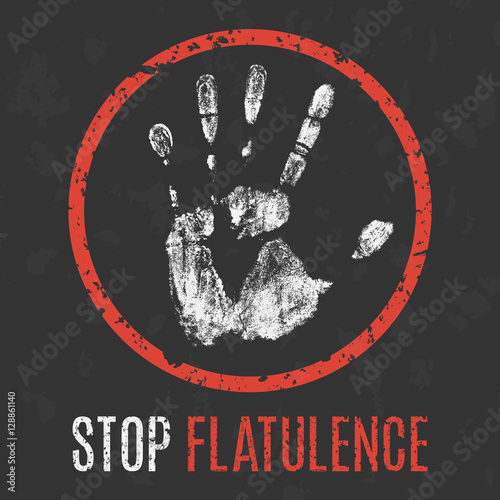 Vector illustration. Human diseases. Stop flatulence.