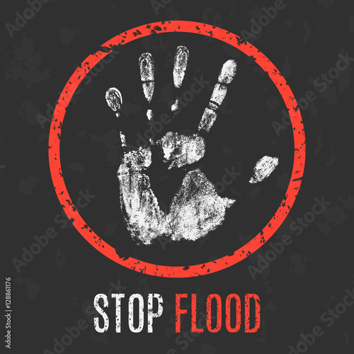 Vector illustration. Cataclysms. Stop flood.