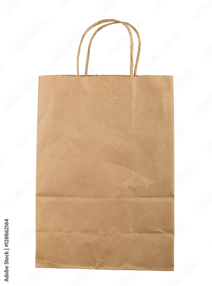 Brown paper bag isolated on white
