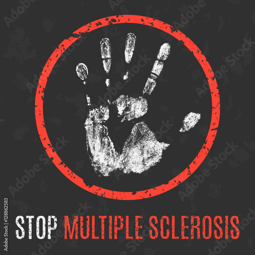 Vector illustration. Human sickness. Stop multiple sclerosis.