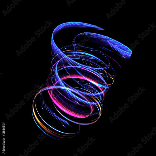 Glow swirl light effect. Circular lens flare. Abstract rotational lines. Power energy element. Luminous sci-fi. Shining neon lights cosmic abstract frame. Magic round frame. Swirl trail effect