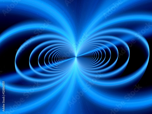 Blue glowing magnetic field fractal