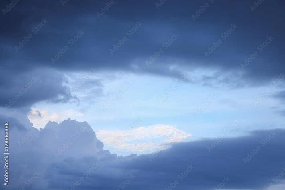 blue sky and big cloud with covered raincloud beautiful in nature