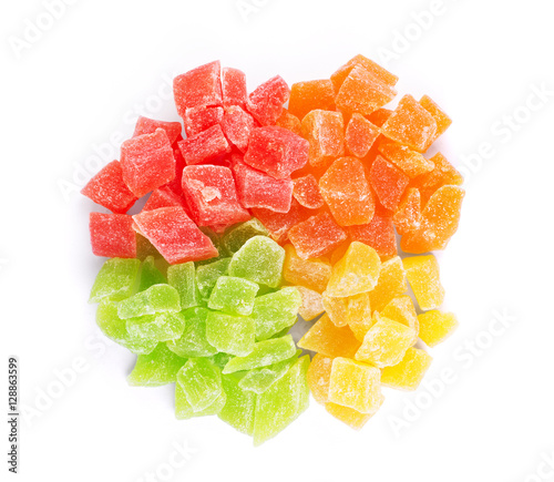 candied fruit group on white background