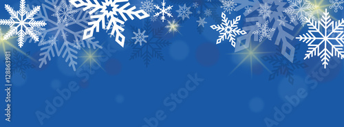 snowflake banner on blue background 