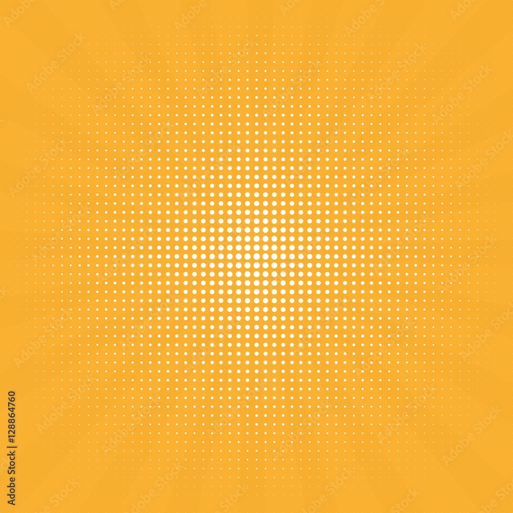 Retro background. Centric yellow vector pattern, Sun  dots. Shin