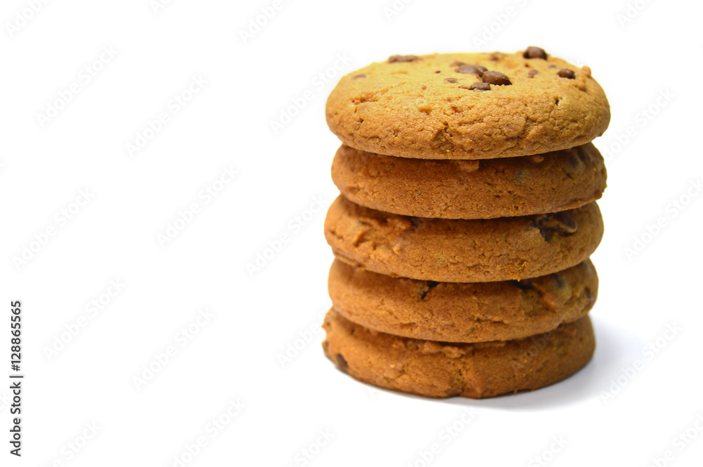 Chocolate chips cookies isolated on white Chocolate chips cookies isolated on white