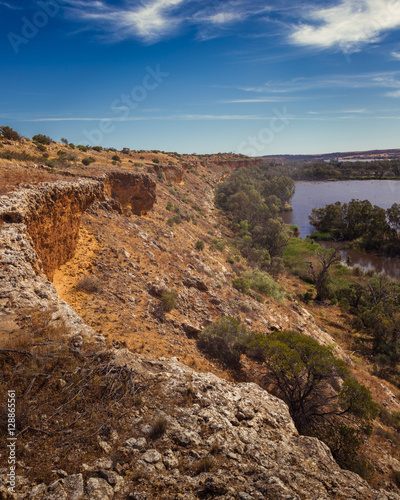 Murray River high cliffs view Australian landscape