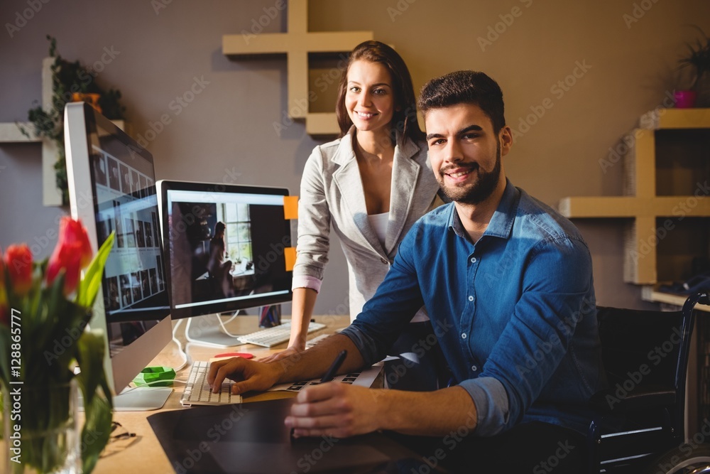 Fototapeta premium Graphic designers using a graphics tablet