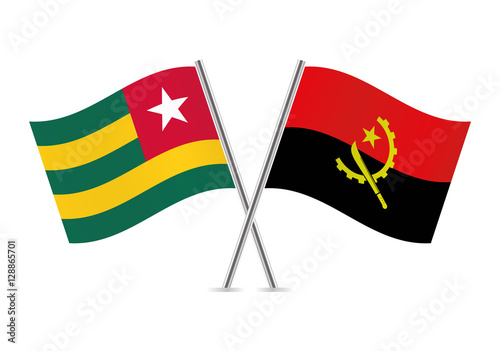 Togo and Angola flags. Vector illustration.