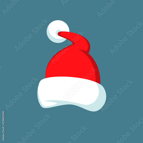 Santa Claus cartoon red hat silhouette in flat style isolated on blue background. Happy New Year 2016 symbol decoration template.Merry Christmas clothes holiday vector illustration elements for design