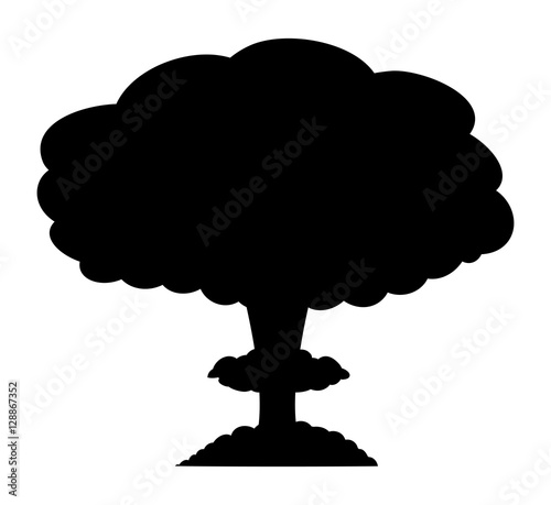 mushroom cloud, nuclear explosion silhouette,  vector symbol ico