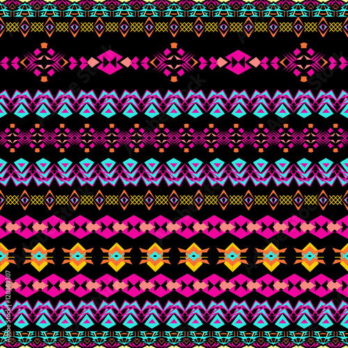 Vector seamless texture. Tribal geometric striped pattern. Aztec ornamental style