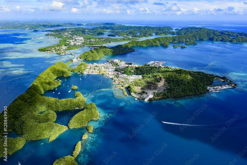 Full view of Palau Malakal Island and Koror - World heritage sit