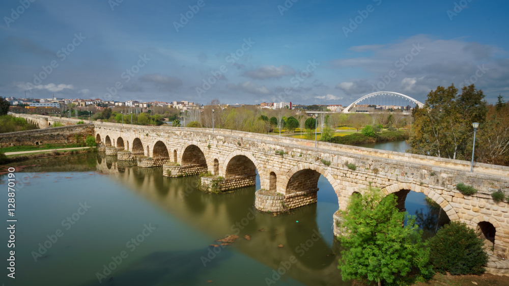 Roman bridge over Guadiana river in Merida
