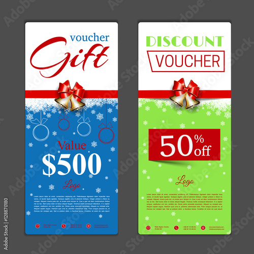 Gift voucher template. Can be use for shopping cards  discount coupon  banner  discount card   web design and other. Vector illustration. Happy New Year and Merry Christmas design