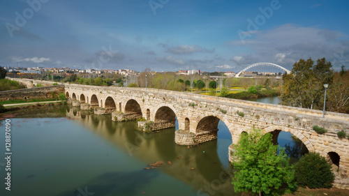 Roman bridge over Guadiana river in Merida