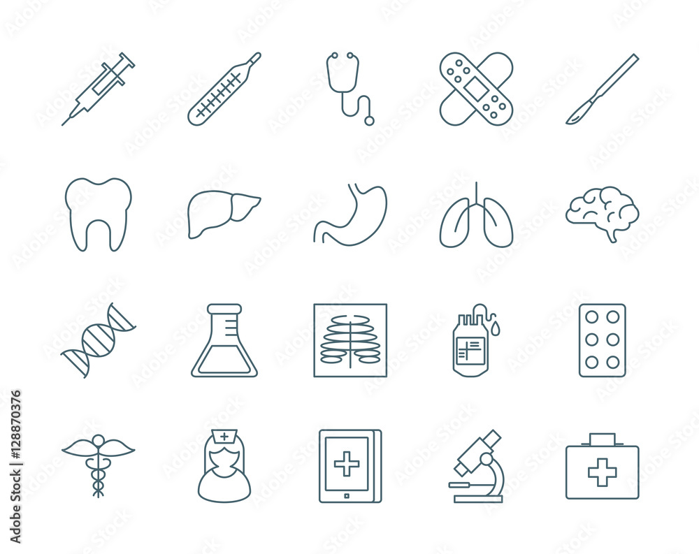 Medicine set of vector icons