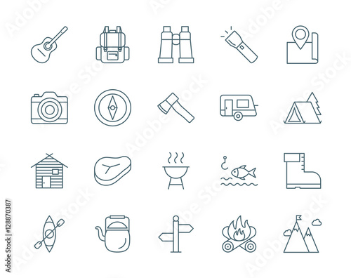 Camping set of vector icons