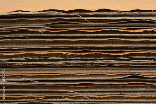 side view of a stacked cardboard