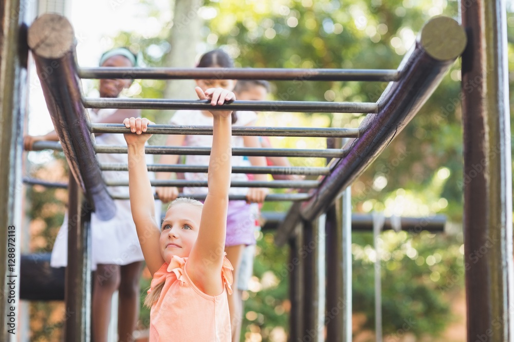 Fototapeta premium Schoolgirl in playground