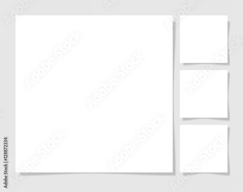 four pieces blank sheet of white paper with the shadow for your 