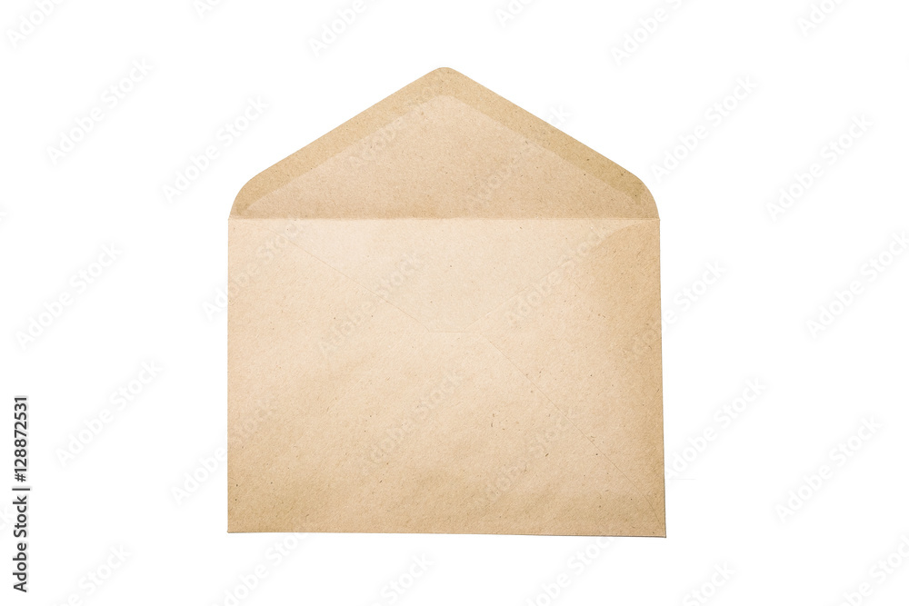 Brown craft envelope on white background Brown craft envelope on white background